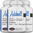 Addrell Energy Stimulant Pills- Supplément d'étude Pill alternative, Suppléments Nootropiques naturels et Enhancer Cognitif Substitut pour élever la clarté mentale pour les femmes et les hommes- 180 capsules