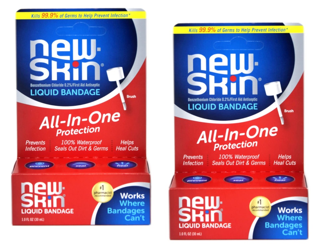 New-Skin Liquid Bandage, Waterproof Bandage for Scrapes and Minor Cuts, 1 fl oz (Pack of 2)