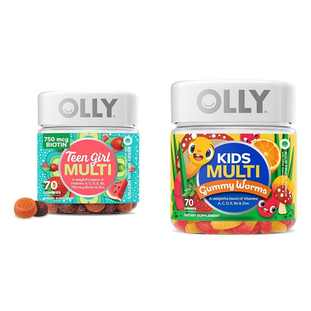 OLLY Tienermeisje Multi Gummy, Kinderen Multivitamine Gummy Wormen, Vitaminen, Mineralen, Immuun Ondersteuning, 35 & 45 dagen levering