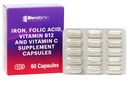 Iron Ferrous Bisglycinate with Vitamins B12 Cyanocobalamin, Folic Acid, Vitamin C, Red Cells Formation, Blood & Immunity Health 60 Capsules