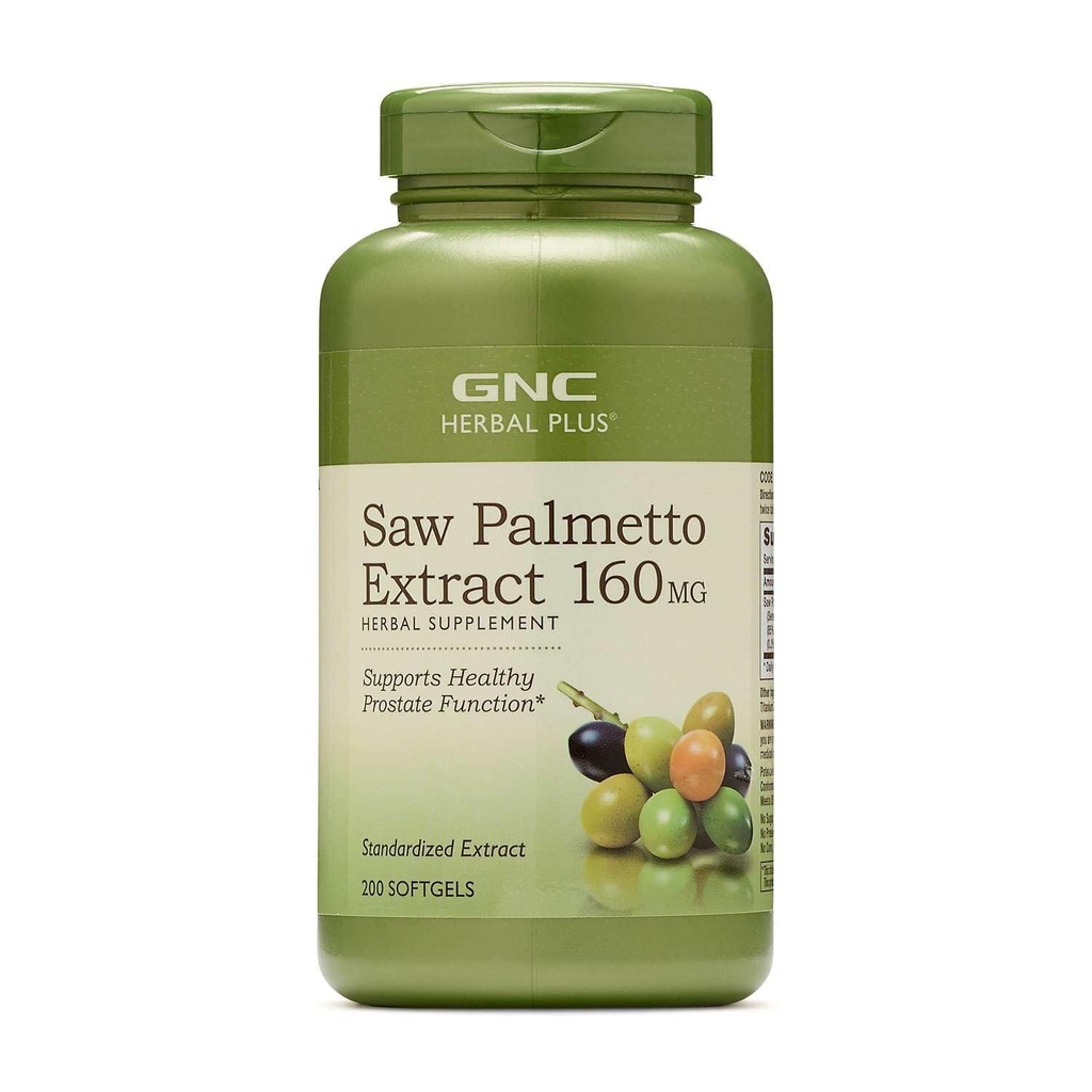 GNC Herbal Saw Palmetto Extract 160mg supplement, 200 porties