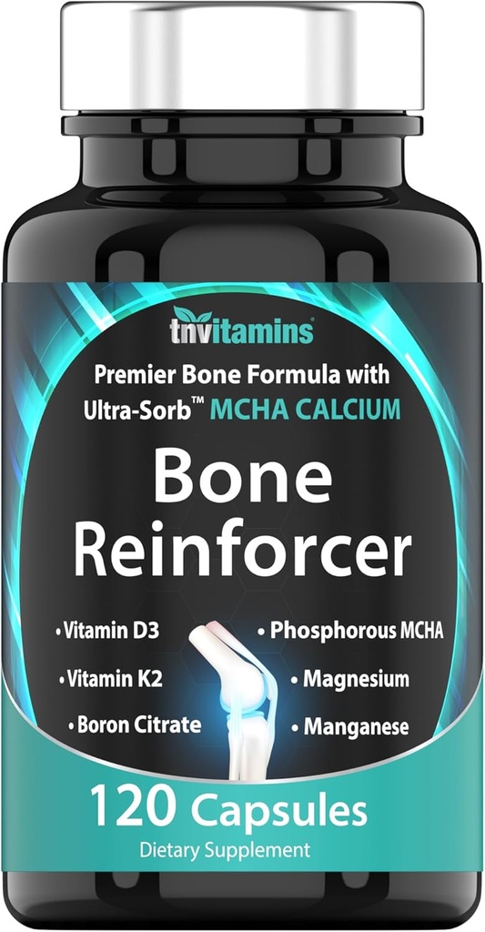Botversterker (120 capsules) MCHA Calcium Supplement met Vitamine D3, Magnesium, Vitamine K2, Boron Citraat, Fosfor MCHA, & & & ›› Krachtige Bone Supplement voor vrouwen en mannen
