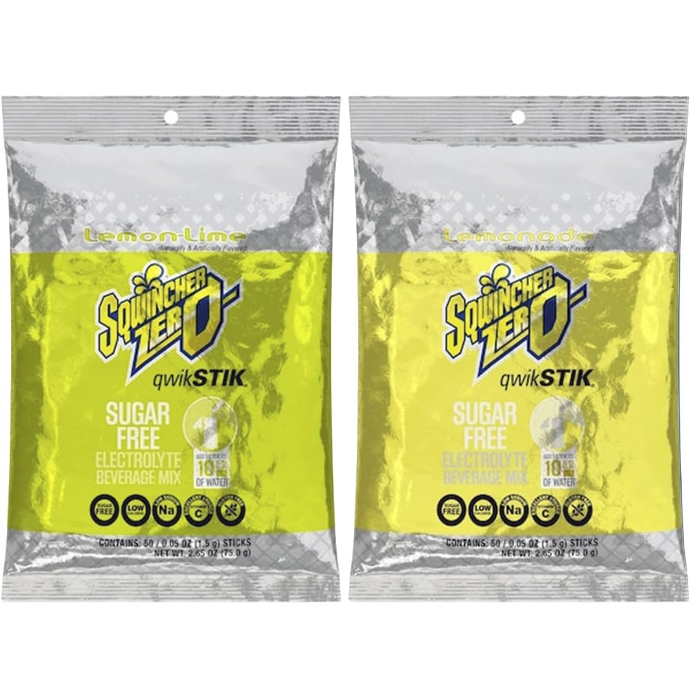 Qwik-Stik Sugar-Free Electrolyte Drink Mix, Lemonade & Lemon-Lime Variety Pack, 10 oz Yield Per Stick, Sugar-Free Hydration Powder, 1000 Count Bulk Pack (500 Sticks Per Flavor)
