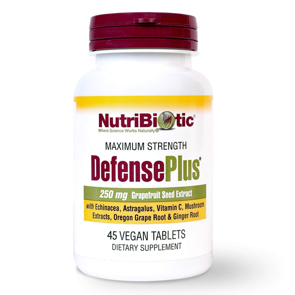 NutriBiotic – DefensePlus, 45 Tablets | 11 in 1 Immune Support with Vitamin C, Zinc, Grapefruit Seed Extract, Echinacea, Astragalus Root & Immune Boosting Extracts & Mushrooms | Vegan & Gluten Free