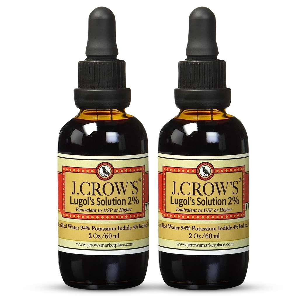 J.CROW'S® Lugol's Solution of Iodine 2% 2 oz (2 fles)