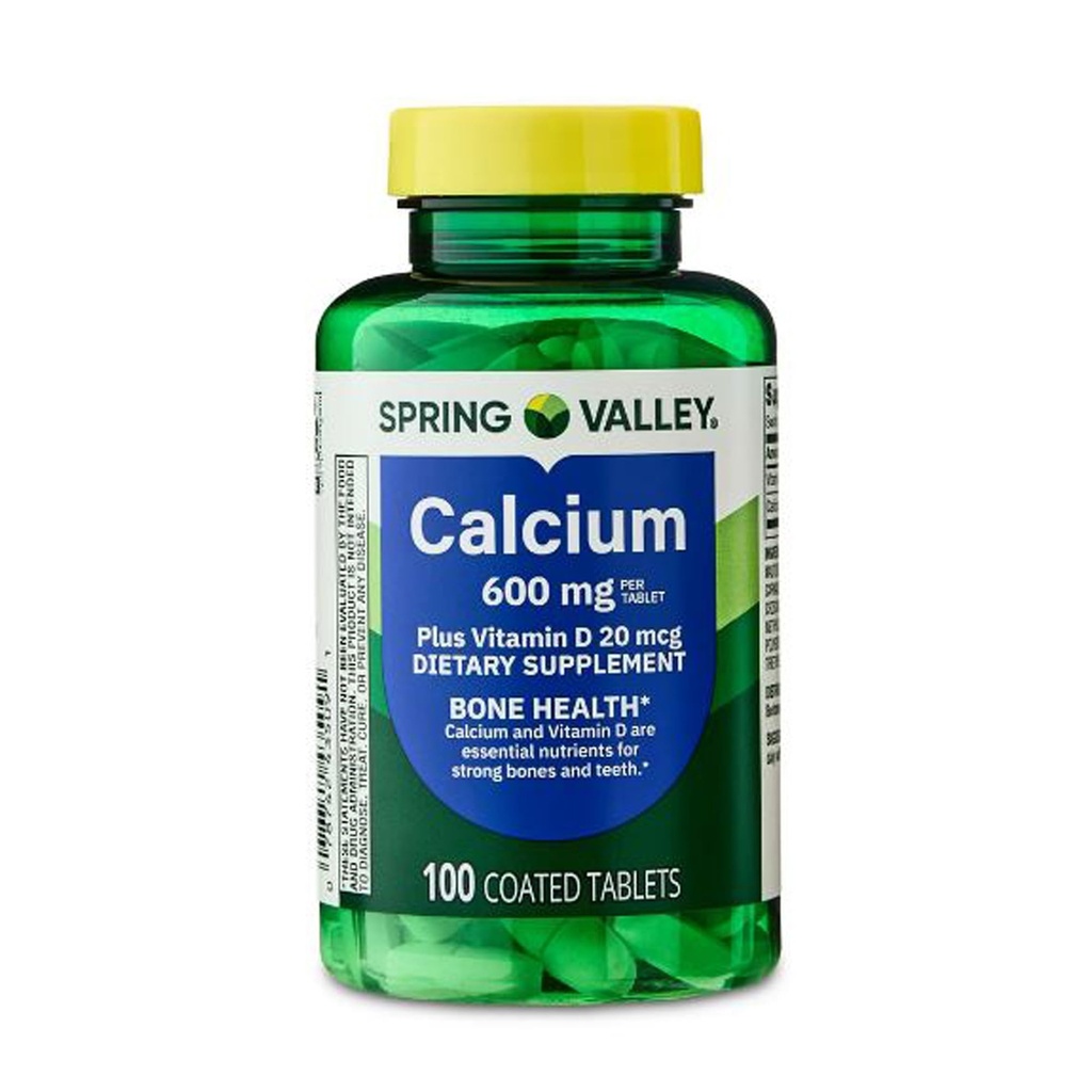 Spring Valley Calcium Plus Vitamin D3, Dietary Supplement, Mini Tablets (100)