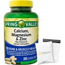 Calcium, Magnesium, Zinc & Vitamin D3. Calcium, Magnesium & Zinc Plus Vitamin D3 Caplets Dietary Supplement, 250 Count (Pack of 1), Set with Basket Goods Store Shop