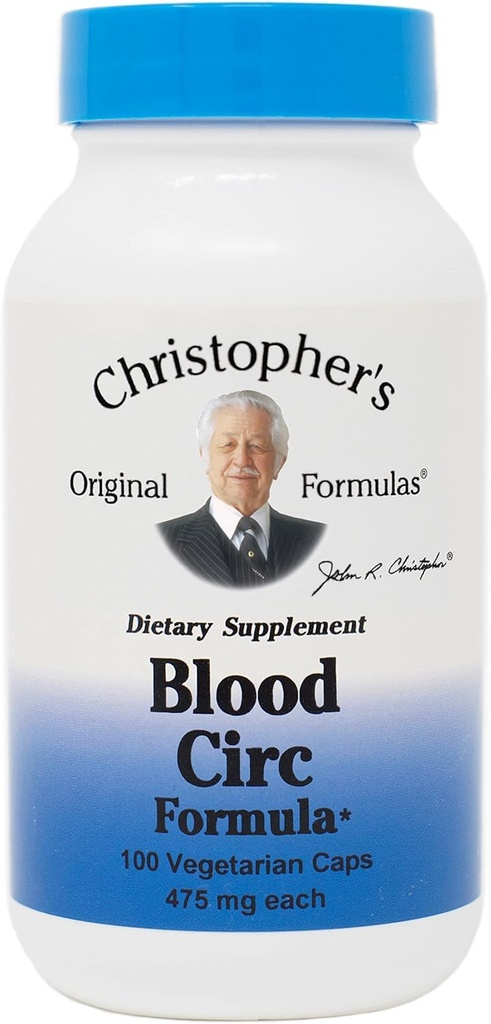 Christopher's Original Formulas Blood Circ Formula Capsules, Herbal Supplement for Cardiovascular & Circulatory Wellness, 100 Capsules