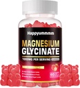 Magnesium Glycinate Gummies 1000mg - Suikervrij Magnesium Kalium Supplement met Vitamine D, B6, CoQ10 voor Kalm Mood & Slaap Ondersteuning - 60 Aardbei Gummies.