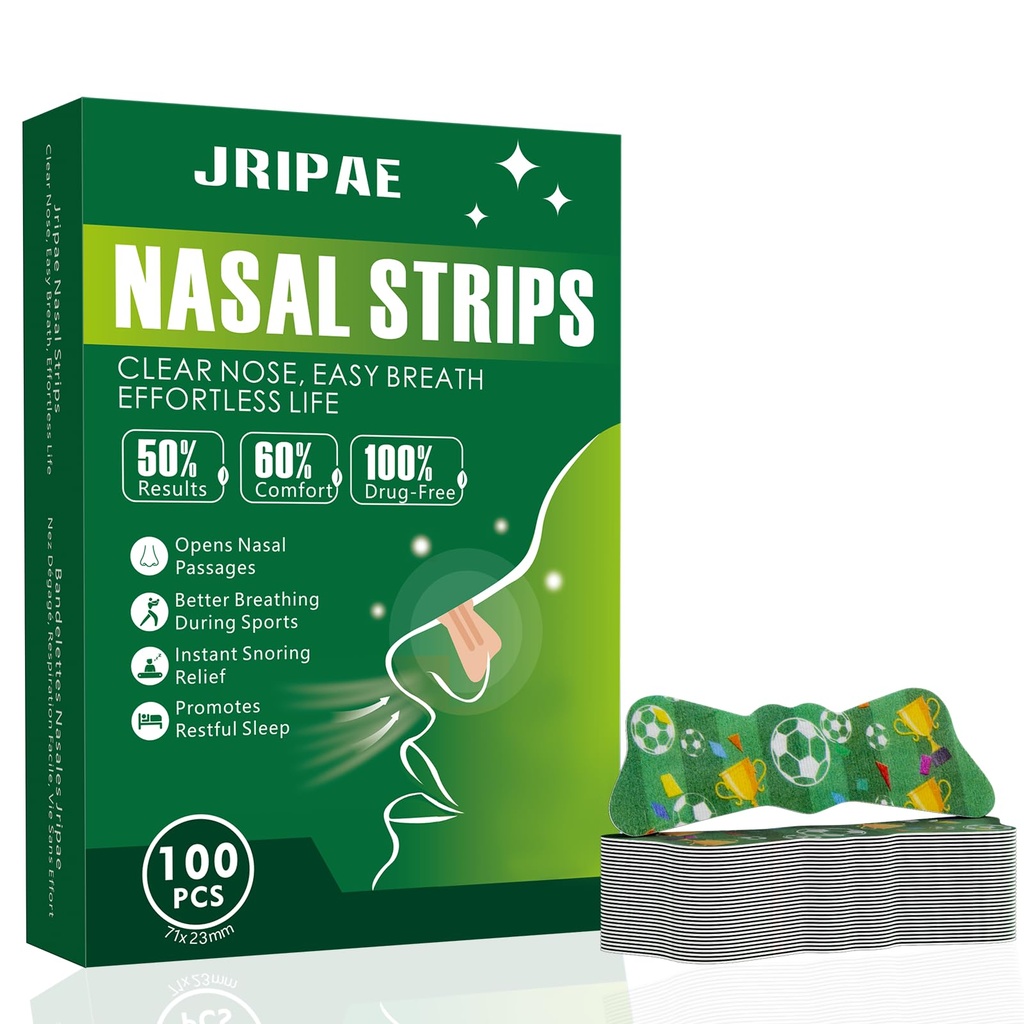 100ct Extra Strong Nasal Strips for Snoring - Drug-Free Nose Strips - Green | Nose Strips Instant Physical Relief Nasal Congestion, Snoring, Better Sleep Breath, for Exercise, Sport, Running, Men & Women