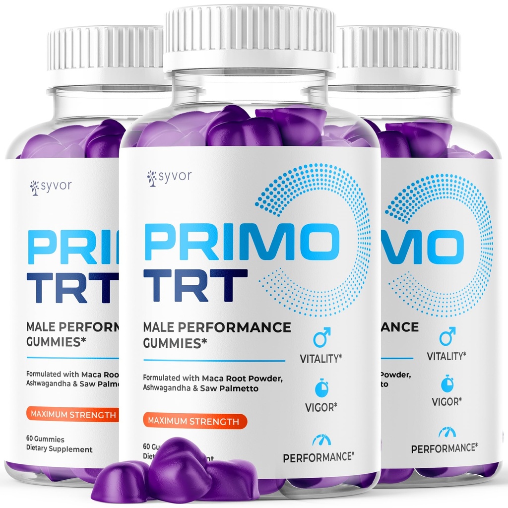 (3 Pack) Primo TRT Gummies for Men, Official Primo TRT Male Performance Gummys with Maximum Strength Ingredients, Advanced PrimoTRT Male Health Support Supplement with Premium Vitamins (180 Gummies)