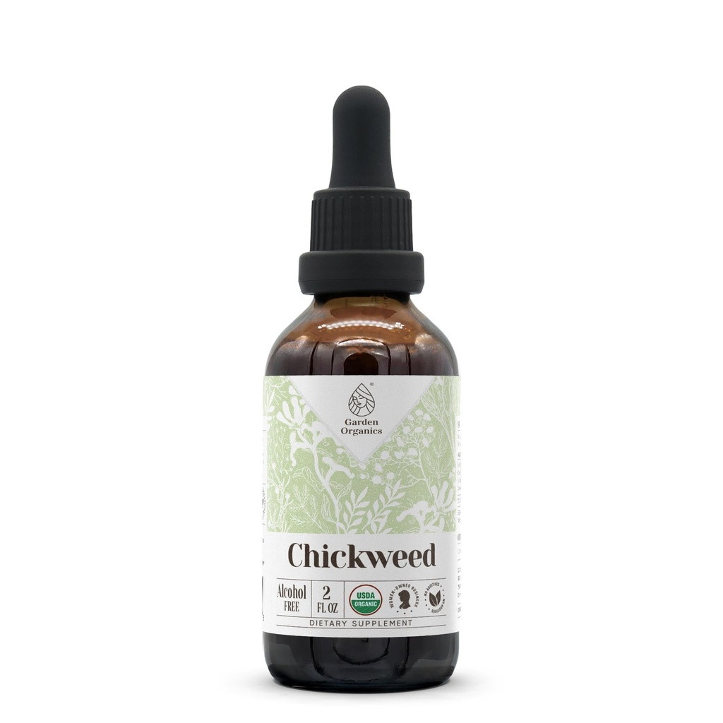 Chickweed USDA Organic Alcohol-Free Extract | Dietary Supplement, High-Potency Tincture | Natural Certified Organic Chickweed (Stellaria Media) Dried Herb (2 oz)