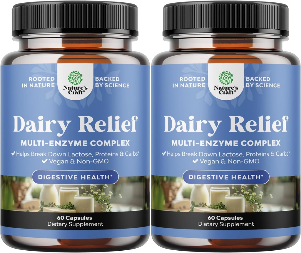 Lactose Intolerance Pillen 120 Days Supply - Fast Acting Dairy Dispatitive Enzymes - Dairy Relief Pillen voor spijsvertering, opgeblazen, gas en carb proteïne - Digestiesupplement voor Lactose Intolerance Relief