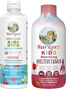 MaryRuth Organics Liquid Multivitamin (Apple Berry) & Liposomal (Strawberry Cherry & Vanilla) pour les enfants.