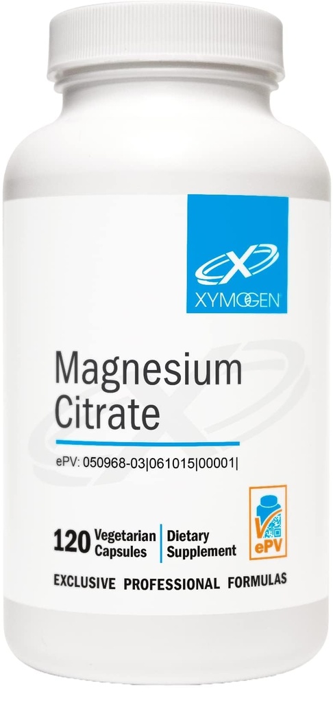 XYMOGEN Magnesium Citrate Capsules - Vegan Magnesium Supplement voor vrouwen + mannen - Regularity, Muscle, Bone + Heart Health Supplements (120 Capsules)