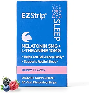 Sleep Aid Supplement - Berry Flavor, 30 Tellen - Het oplossen van slaap Strips met Melatonine en L Theanine voor Ondersteuning met Vallende Slaap - Made in The USA, Sugar en Gluten-Free