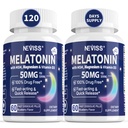 NEVISS Melatonine 50 mg voor volwassenen - Extra sterkte 9-in-1 Snelle oplossing Sublingual - Hoge dosis met Magnesium Glycinaat, Vitamine D3, Ashwagandha, Citroenbalsem, kamille, Suikervrij,Vegan 120 tabletten