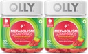 Métabolisme OLLY Anneaux gommy, vinaigre de cidre de pomme, vitamine B12, chrome, énergie et santé digestive, supplément à croquer, saveur de pomme, conditionnement jumelé - 60 Compte