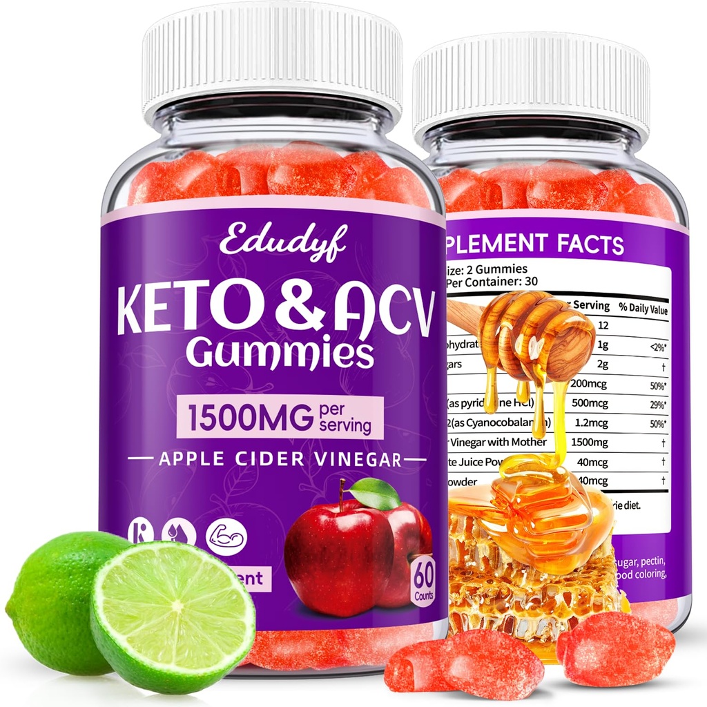 Keto Acv Gummies,Organic Apple Cider Vinegar Gummies,Keto Gummies,Gut Health for Women,Probiotics for Digestive Health,Metabolism,GMO Free & Vegan - 120 Count