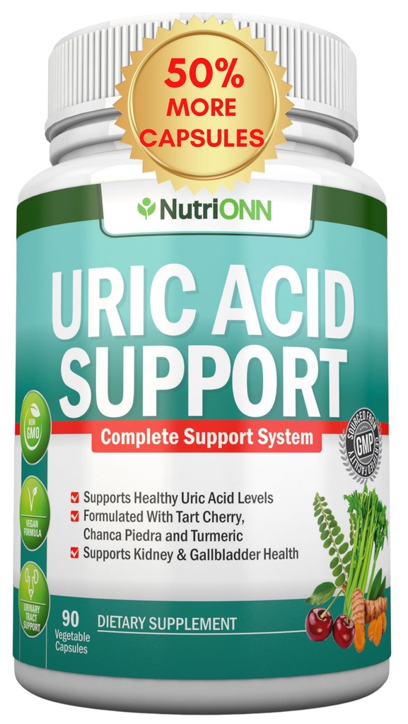 Uric Acid Flush - Herbal Uric Acid Cleanse Supplement - Met Tart Cherry, Selderij Zaad Extract, Chanca Piedra, Duivelsklauw & Green Coffee Bean - Vegan - Ondersteunt Gallblader en Niergezondheid