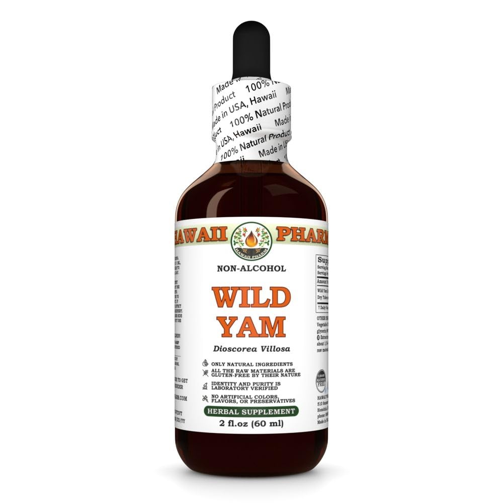 Hawaii Pharm Wild Yam Alcohol-Free Extract, Glycerite for Women’s Wellness, Supports Joint Comfort, Promotes Hormonal Balance, Encourages Lipid Balance, and Supports Bone Strength - 2 fl.oz