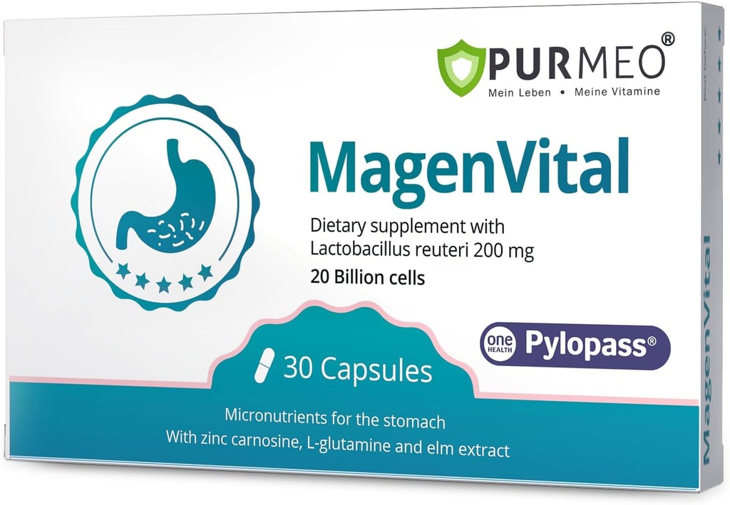 5 in 1 Hoge potentie H. Pylori Behandeling Probiotica - Gastritis Ondersteuning - 1 Per dag - Pylopass Lactobacillus Reuteri DSM17648 - Geen koeling nodig - Made in Germany