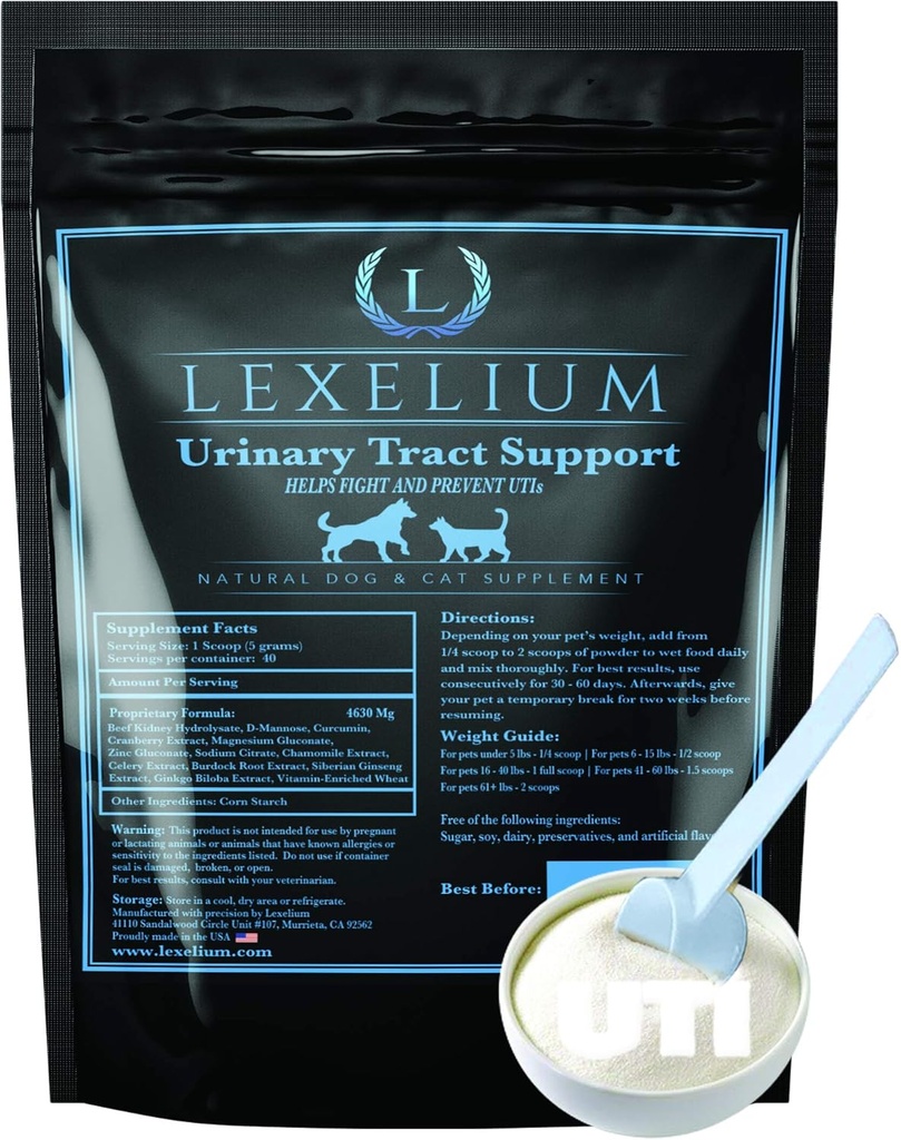 Biologische urinetrekinfectie UTI Ondersteuning voor honden en katten - Versterkt met Cranberry, D Mannose, en Curcumine - Optimaliseert Nier en Blaasfunctie - Kan nier / Blaas stenen voorkomen - 200 G