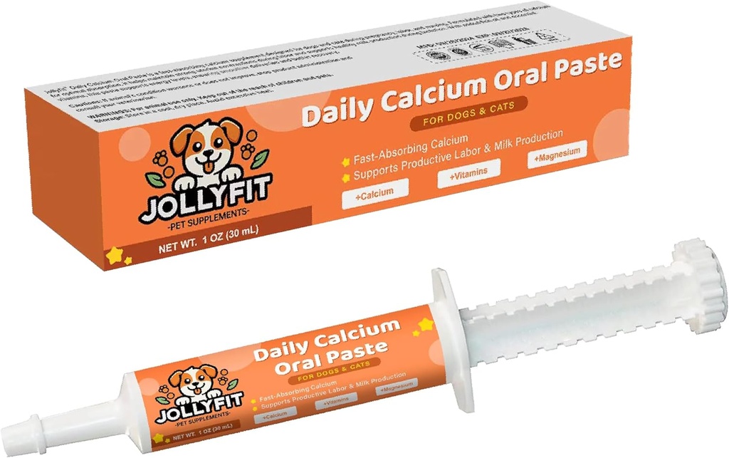 Orale calcium voor het helpen van honden & katten, Fast-Absorbing Calcium voor honden, Ondersteunt het helpen van arbeid en melkproductie, Verbetert Colostrum voor puppies, Dagelijks calciumsupplement voor huisdieren - 1 oz