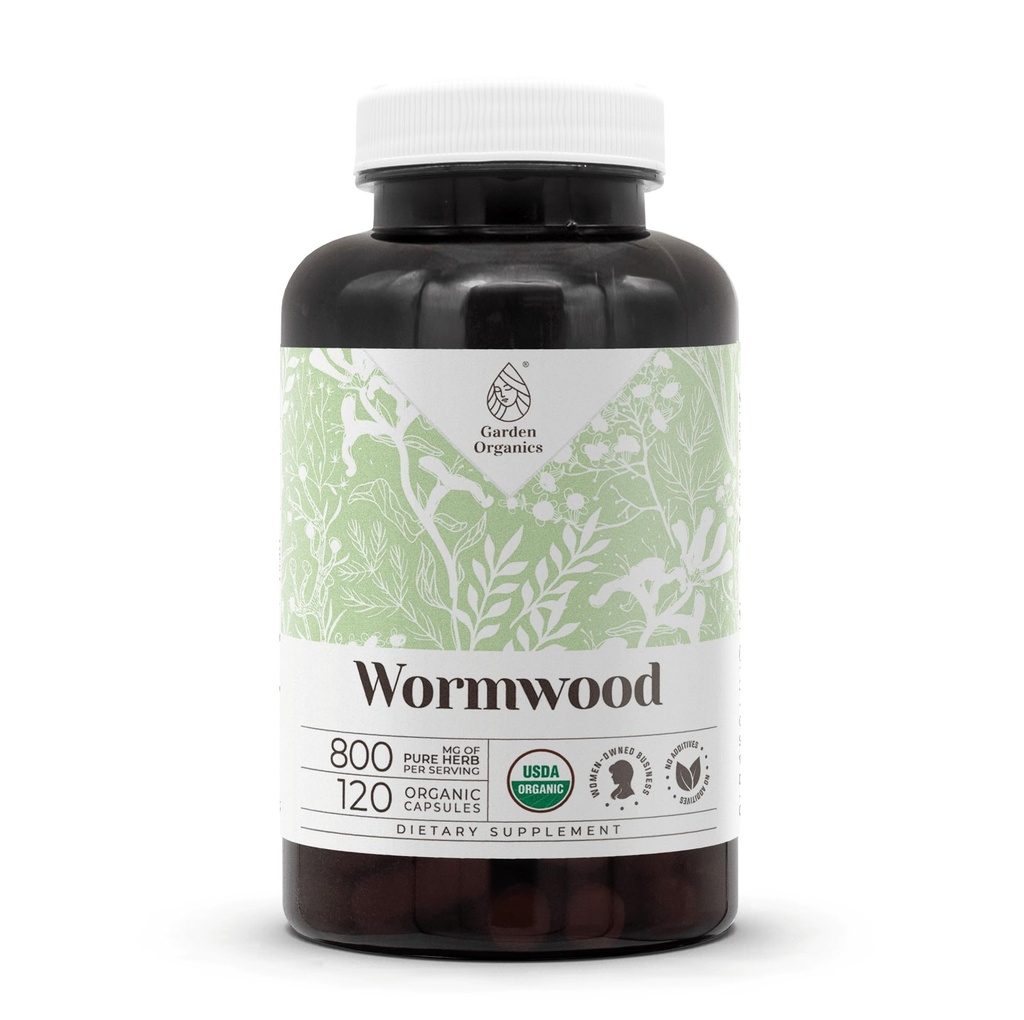 Wormwood USDA Organic Capsules | Certified Organic Vegetarian Capsules, Herbal Dietary Supplement | Artemisia Absinthium Dried Herb (120 Count)