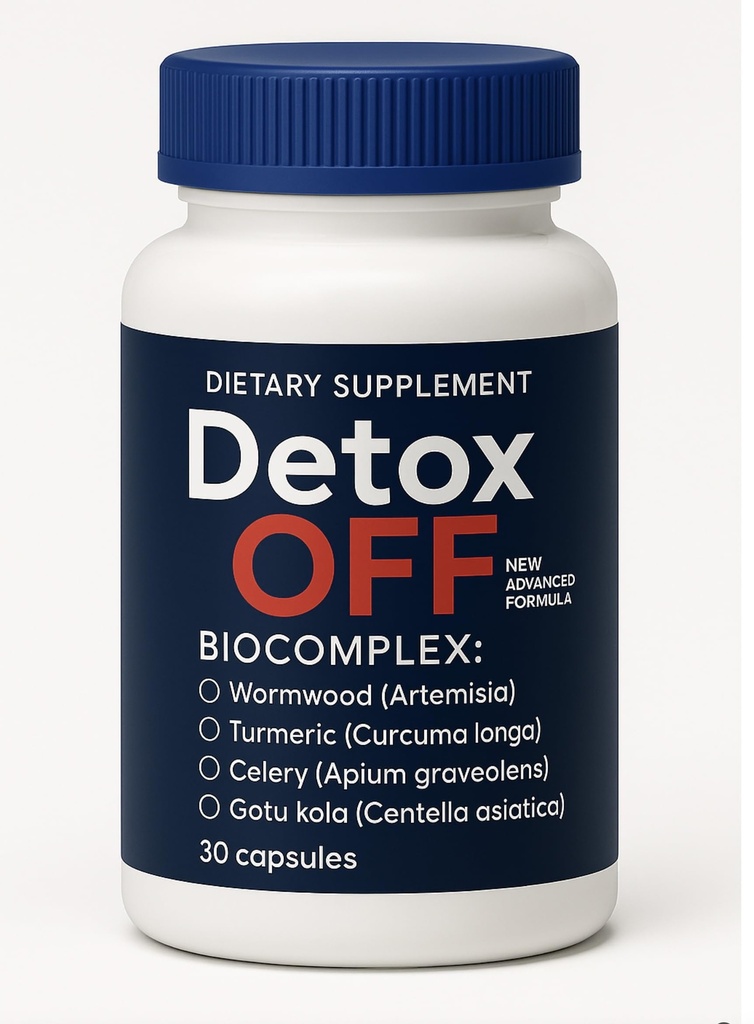 Detox Off Dietary Supplement, Herbal Biocomplex with Wormwood, Turmeric, Celery, and Gotu Kola, 30 Capsules, 1 Month Supply, Daily Use, Adult Use, Easy to Take Capsules