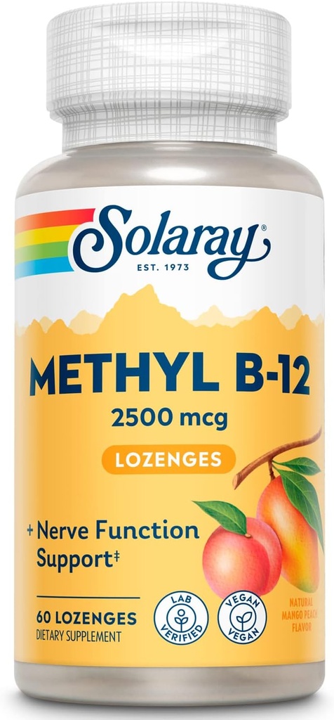 SOLARAY B 12 Supplément de lozenge de méthyle, 2500mcg