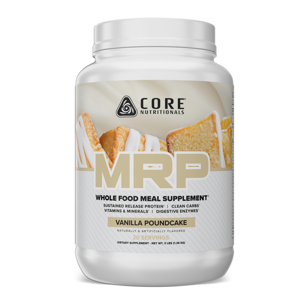 Core Nutritionals MRP Full Spectrum Meal Replacement | Whey Protein Blend + Low Glycemic Carb Blend | 27g Protein | 3 Pound (Vanilla Poundcake)