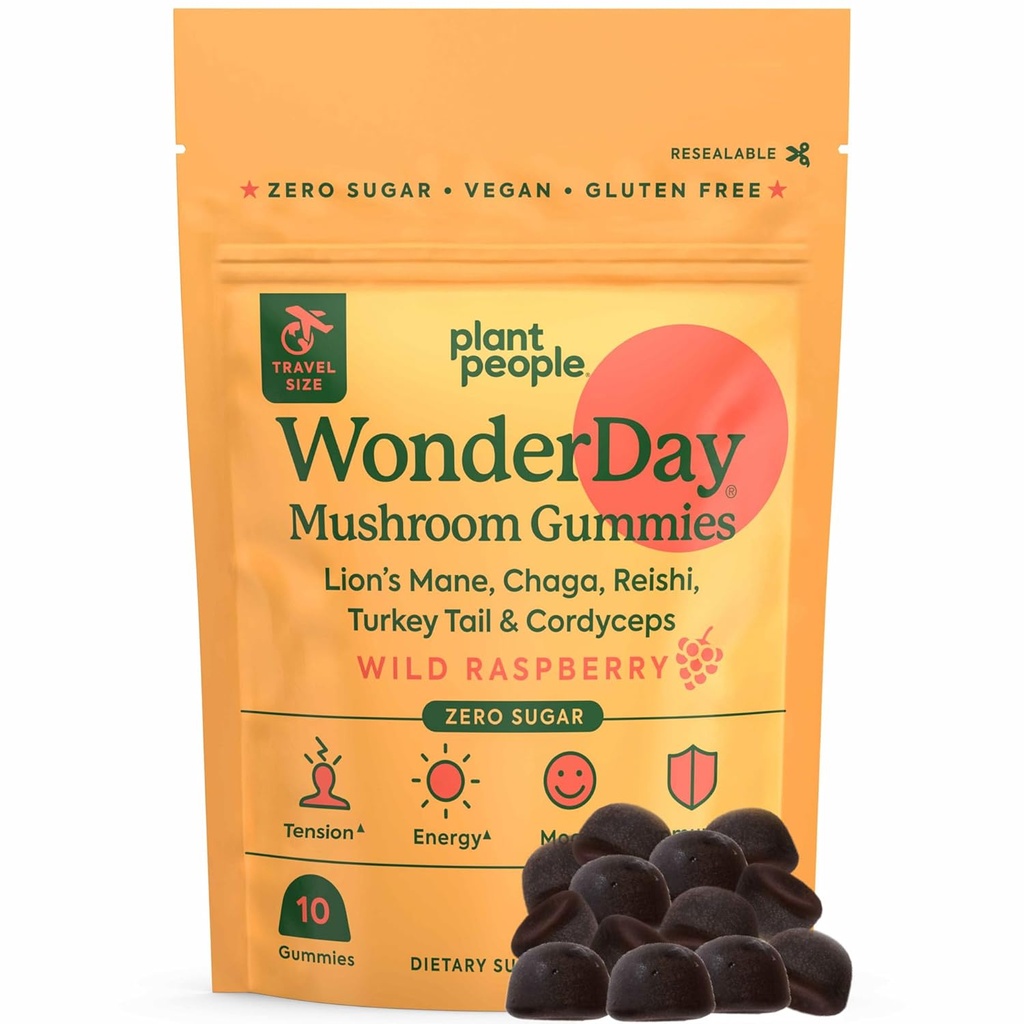 Gens des plantes - WonderDay Champignons Gummies Mini-Support quotidien Gummy Multi pour l'équilibre du corps entier, l'humeur, De-Stress, l'énergie, l'immunité et la santé Gut