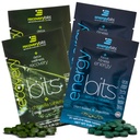 ENERGIEbits/RECOVERYbits - Organische Spirulina & Chlorella Tablets - Single Serving Sample Packs - Algen Superfood - High Protein, Chlorofyl - Self Care - Vegan, Keto, Glutenvrij - 4 Bags, 30/Bag
