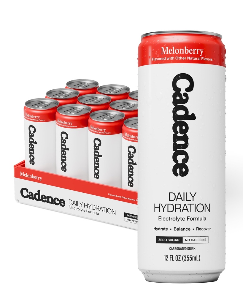 Cadence Electrolyte Drink Cans Melonberry - Case (355ml x 12) - US | Science-Backed Hydration | Zero Sugar, Zero Caffeine | Sodium, Potassium & Magnesium for Performance & Recovery