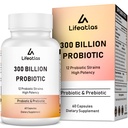 300 miljard CFU Probiotica - Probiotica voor vrouwen en mannen, 12 probiotische strains Plus Prebiotic, for Immune & Digestief, Gut Health, Gas Bloating, Plank Stable - 60 Caps