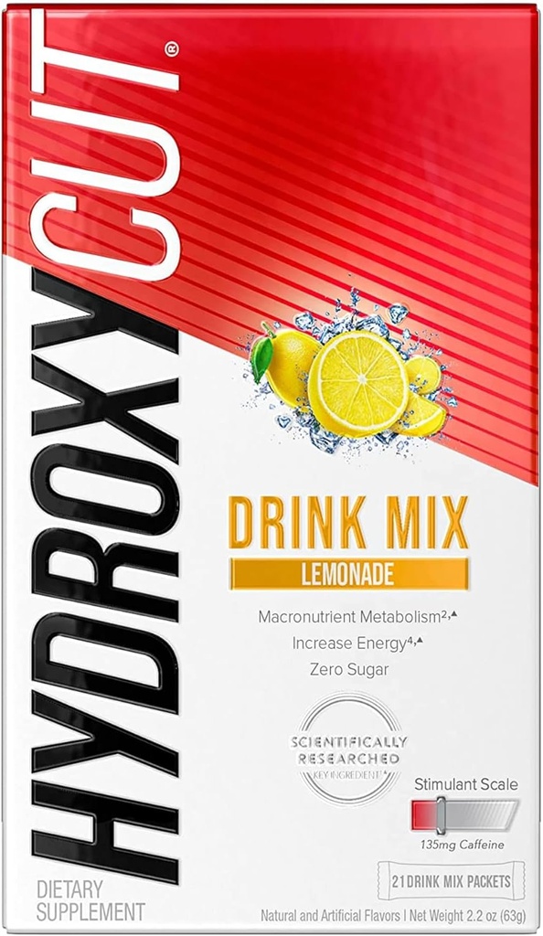 Hydroxycut Drink Mix, Limonade - 21 Travel-Size Packets - Zero Calorieën of Suiker - Boost Metabolisme, Burn Calories, Verhoog energie - voor vrouwen en mannen
