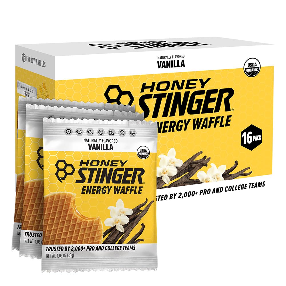 Honey Stinger Organic Vanilla Waffle, Energy Stroopwafel for Exercise, Endurance and Performance, Sports Nutrition for Home & Gym, Pre and Post Workout, 16.96 Ounces (Pack of 16)