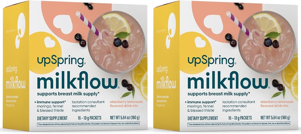 UpSpring Milkflow Immune Support Borstvoeding supplement Drink Mix Fenegriek-Free, Moringa 