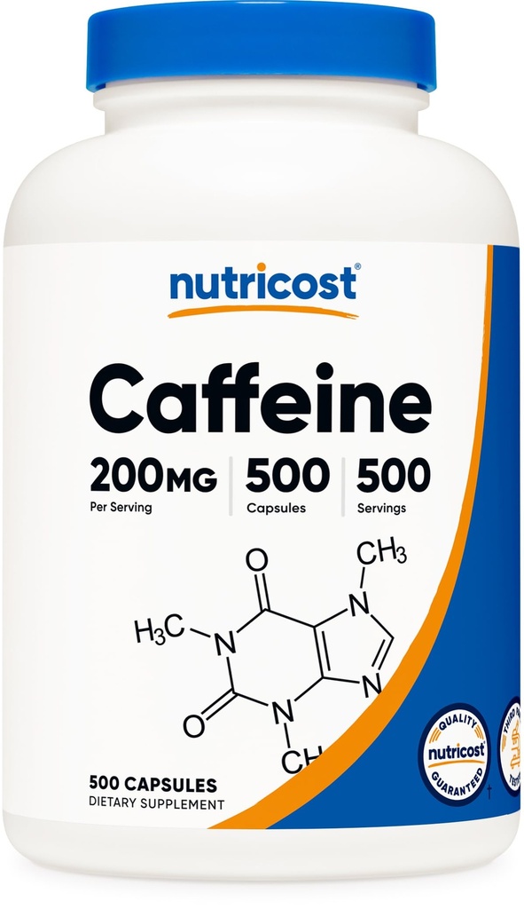 Nutricost Caffeine Pills, 200mg Per Serving (500 Caps)