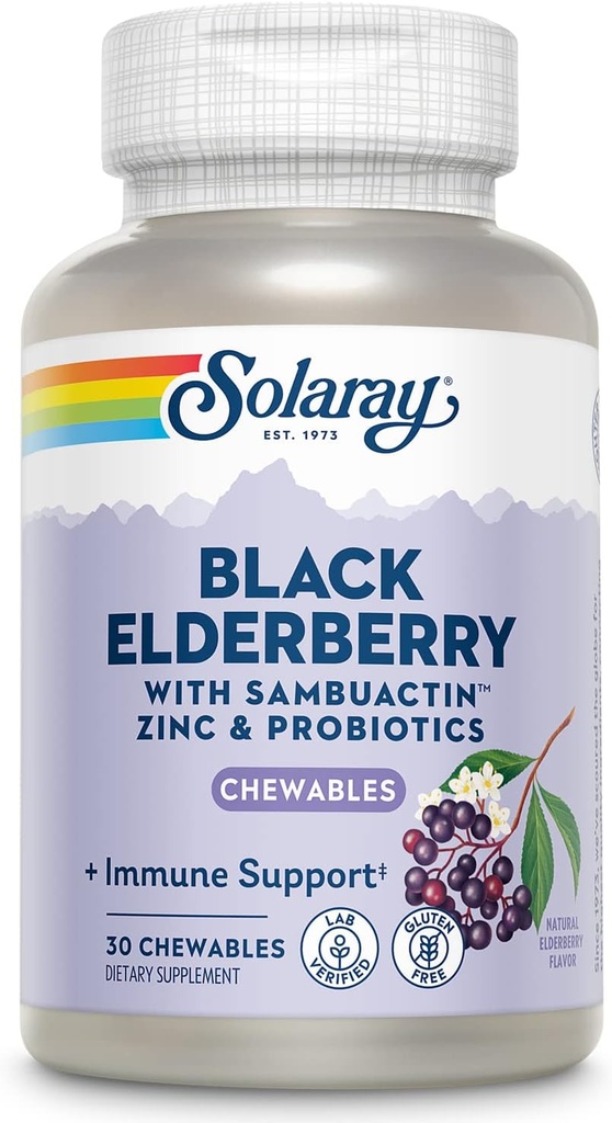 SOLARAY Black Elderberry Extract met zink, probiotica & vitamine C 