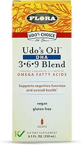 Flore - Udo's Oil DHA 3-6-9 Blend - Vegan Eye & Brain Health Supplement - Vegan Omega-3 & Omega-6 - Contient de l'huile de tournesol et de lin - Kosher & Organic - Keep Chilled - 8,5 fl. oz.