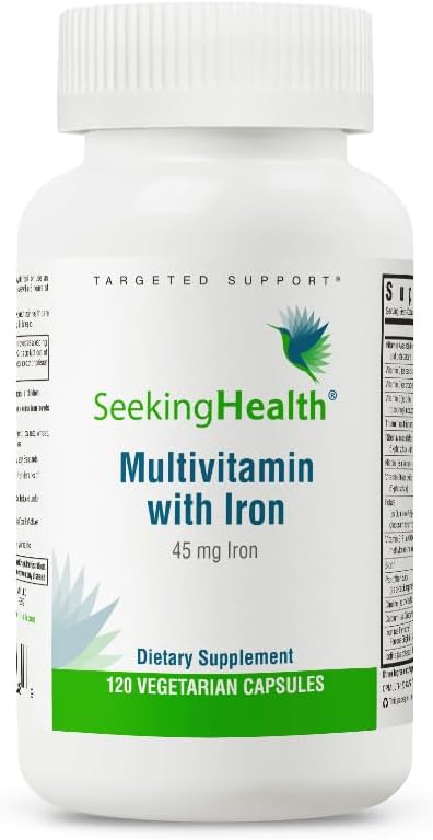 Seeking Health Multivitamine with Iron, 45 mg chelated Iron, Active B Vitamins Plus L-5-MTHF, Supports Healthy Immune System and Energy Production, Vegetarian Capsules (120 capsules)
