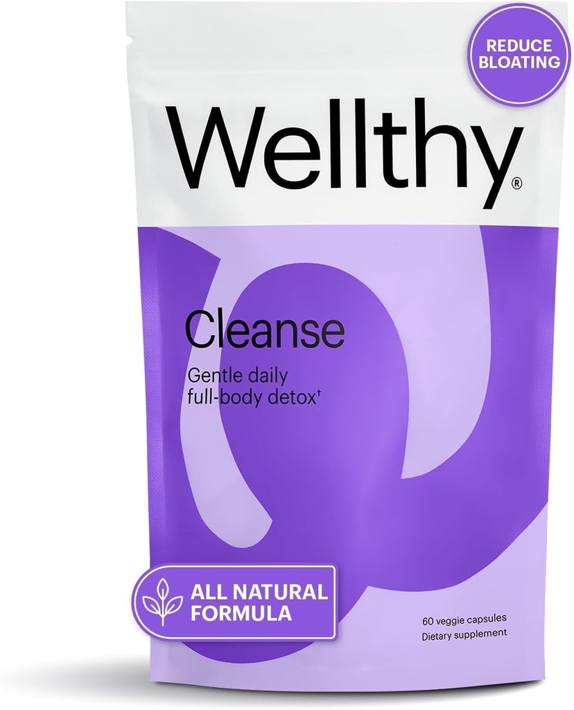 Wellthy Full Body Detox en Immune Support - Geavanceerde Digestieve Gezondheid, Gut Cleanse en Opgeblazen Relief - Alle natuurlijke formule met melkdistel, Dandelion Extract en L-Carnitine 30-Day Supply