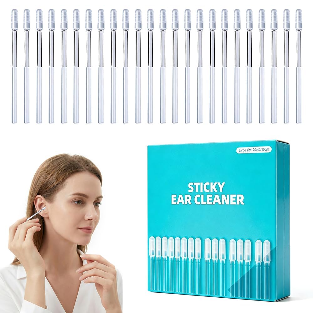 Sticky Ear Cleaning Stick, Sticky Ear Cleaner Picks, Ear Cleaning Tools for Adults, Reusable Adhesive Ear Cleaning Stick for Daily Ear Care and Hygiene (24 pcs, Large)
