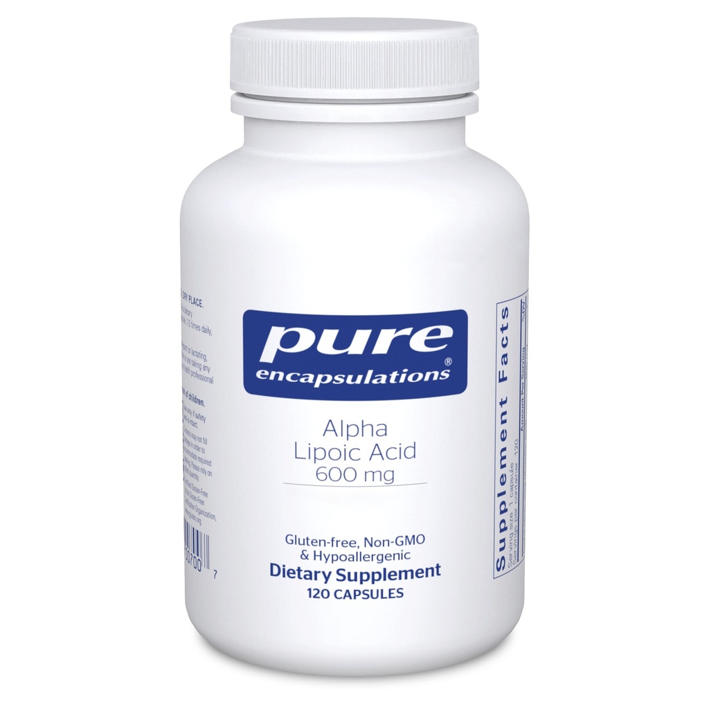 Encapsulations pures acide lipoïque alpha 600 mg - supplément ALA pour le soutien du foie, les antioxydants, la santé nerveuse, la santé cardiovasculaire et le soutien aux glucides - acide lipoïque alpha Premium - 120 capsules