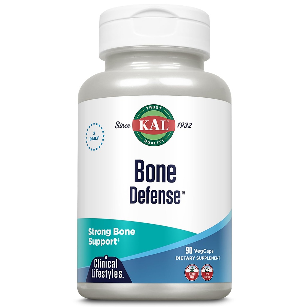 KAL Bone Defense, Calcium Magnesium Zinc Supplement - 90 Count Veg Caps | for Women & Men, Bone Strength Support Complex, Vitamins C, D, And K, Gluten Free Veg Caps