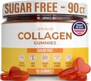 Suikervrije Marine Collageen Gummies (90 Collageen Chews) Potent 500mg Collageen Gummy voor haargroei, gezondere huid & Nails, Pore Reducer & Elasticiteit Gehydrolyseerd, Glutenvrij, Boosted w Shuddha Gugulu