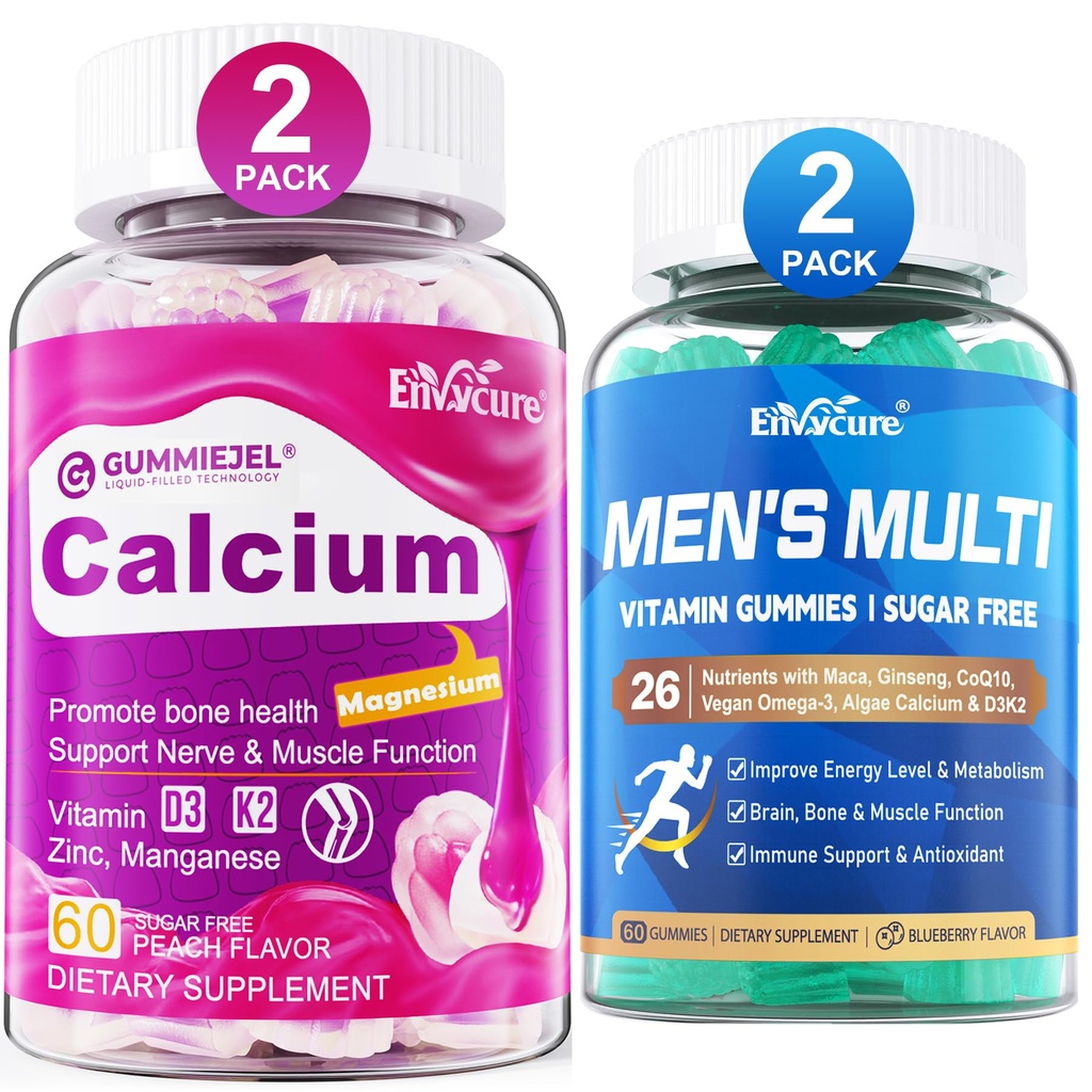 Sugar Free Calcium Gummies 120 Count + Mens Multivitamin Gummies 120 Count