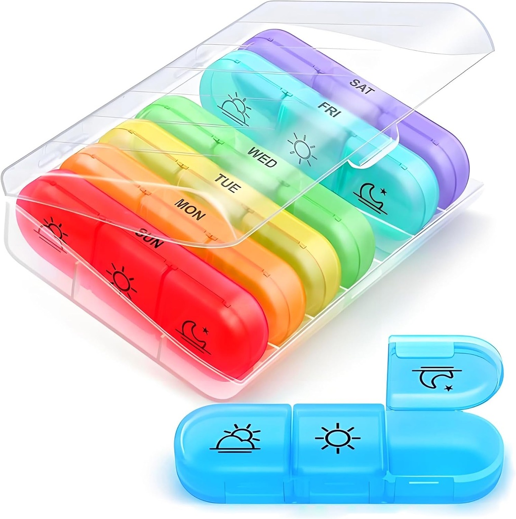 AIMI Weekly Pillen Organizer 3 keer per dag, Grote 7 dagen Pillen Box 3 keer per dag met aparte Container, Portable Pillen Case voor Medicatie, Vitaminen, Visolie en Supplementen